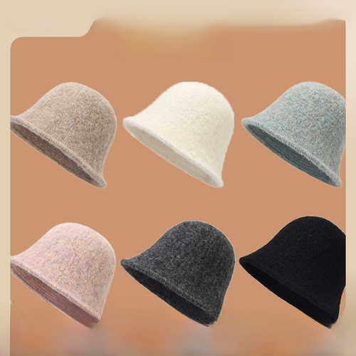 New hat women's fashion autumn and winter Korean all-match fisherman hat solid color warm basin hat temperament and face small bucket hat
