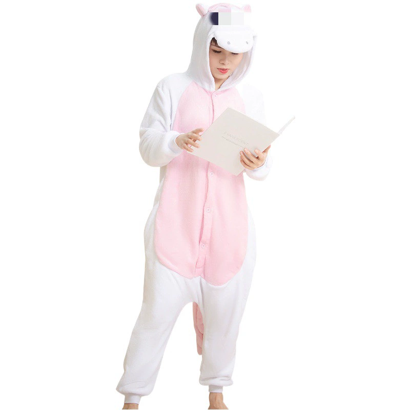 Фланелевая пара с животными, цельная Пижама, мультяшная Мужская и Женская осенне-зимняя фланелевая цельная Пижама