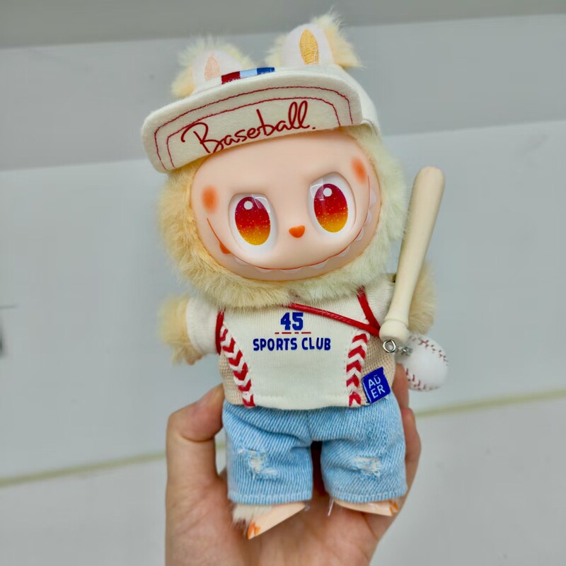 一二三代Labubu娃衣baseball棒球运动休闲红色拉布布鸭舌帽套装|undefined