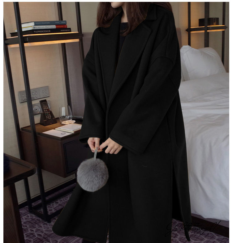 Damenbekleidung Neuer Wollmantel für Herbst und Winter, verdickter großer Wollmantel im koreanischen Stil, lockerer Wollmantel für Damen in mittlerer Länge_voghion.com