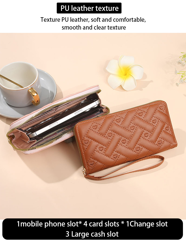 Frau Einfarbig Pu Seitlicher Reißverschluss Brieftaschen display picture 4