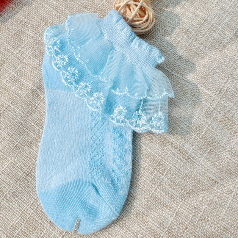 Calcetines de encaje para niños niñas transpirable primavera y otoño verano malla rayas encaje princesa calcetines cortos bebé blanco danza