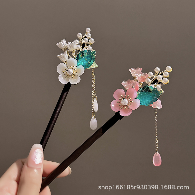 古風超仙氣質流蘇髮簪新中式玉蘭花步搖髮釵宮廷漢服旗袍盤發木簪