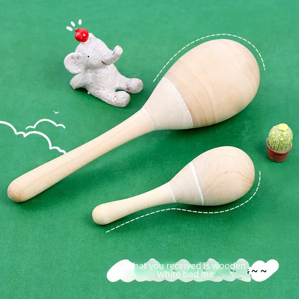 Wooden Sand Hammer Painting Coloring Blank Hand-Painted White Blank Kidsren's Handmade DIY Graffiti Percussion Instrument Teaching Aids Wooden