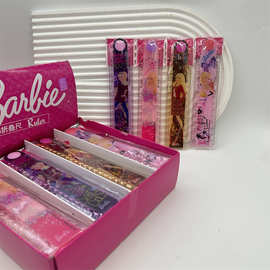 新代外贸芭比公主折叠尺时尚女孩30cm折尺芭比图案尺少女心礼品批