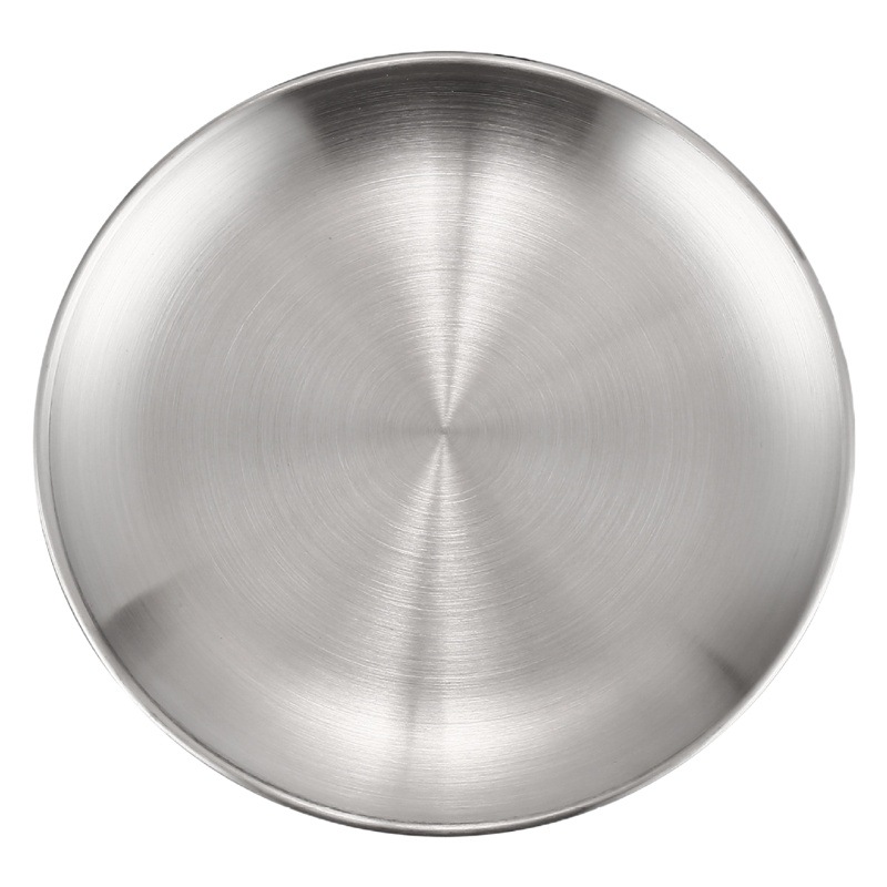 304 Stainless Steel Grill Plate Korean-style Disc Golden Tray Steak Barbecue Plate Double-layer Thickened Buffet Dim Sum Plate