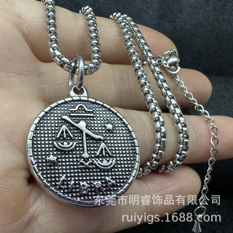 Twelve constellation charm stainless steel pendant necklace jewelry making accessories jewelry matching DIY handmade jewelry