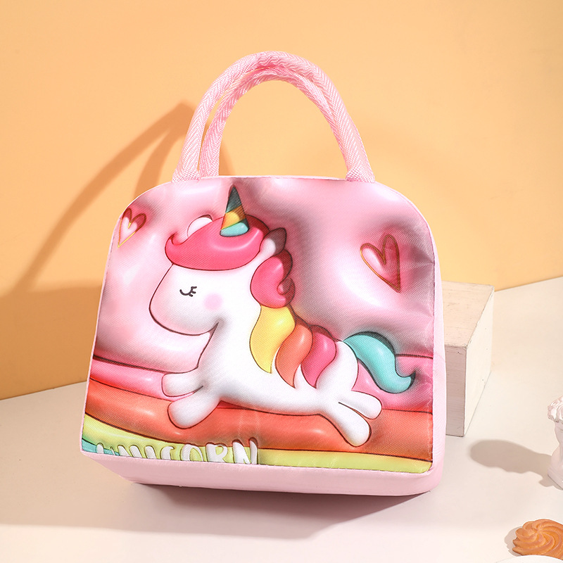 Bolsa de almuerzo visual 3D con patrón de hinchazón bolsas de almuerzo de aislamiento bolsas de almuerzo para estudiantes al trabajo para llevar comida al aire libre