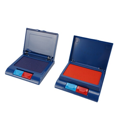 Wholesale 1028 Semi-automatic Red and Blue Double Color Fast-Drying Ink Pad Financial Office Fingerprint Seal Ink Inkstick Ink Pad Sealing