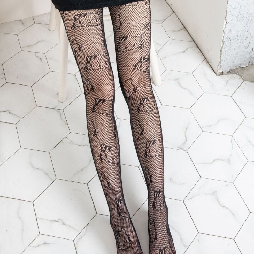 De dibujos animados delgada sexy negro medias anti-enganche gradiente letra pantimedias transparente luz pierna calcetines pantimedias