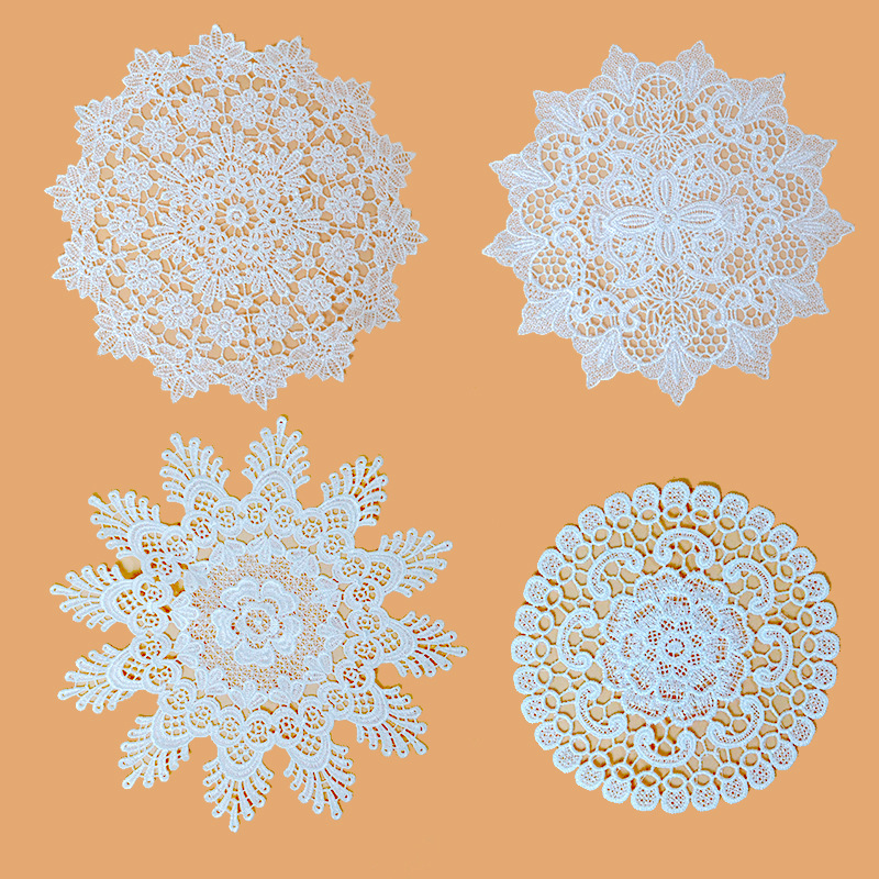 French Embroidered Lace Coasters, Insulated Bowl Mats, Bedside Table Tablecloths, Round Cut Out Placemats, Ethnic Style Ornaments Table Mats French Embroidered Lace Coasters, Insulated Bowl Mats, Bedside Table Tablecloths, Round Cut Out Placemats, Ethnic Style Ornaments Table Mats