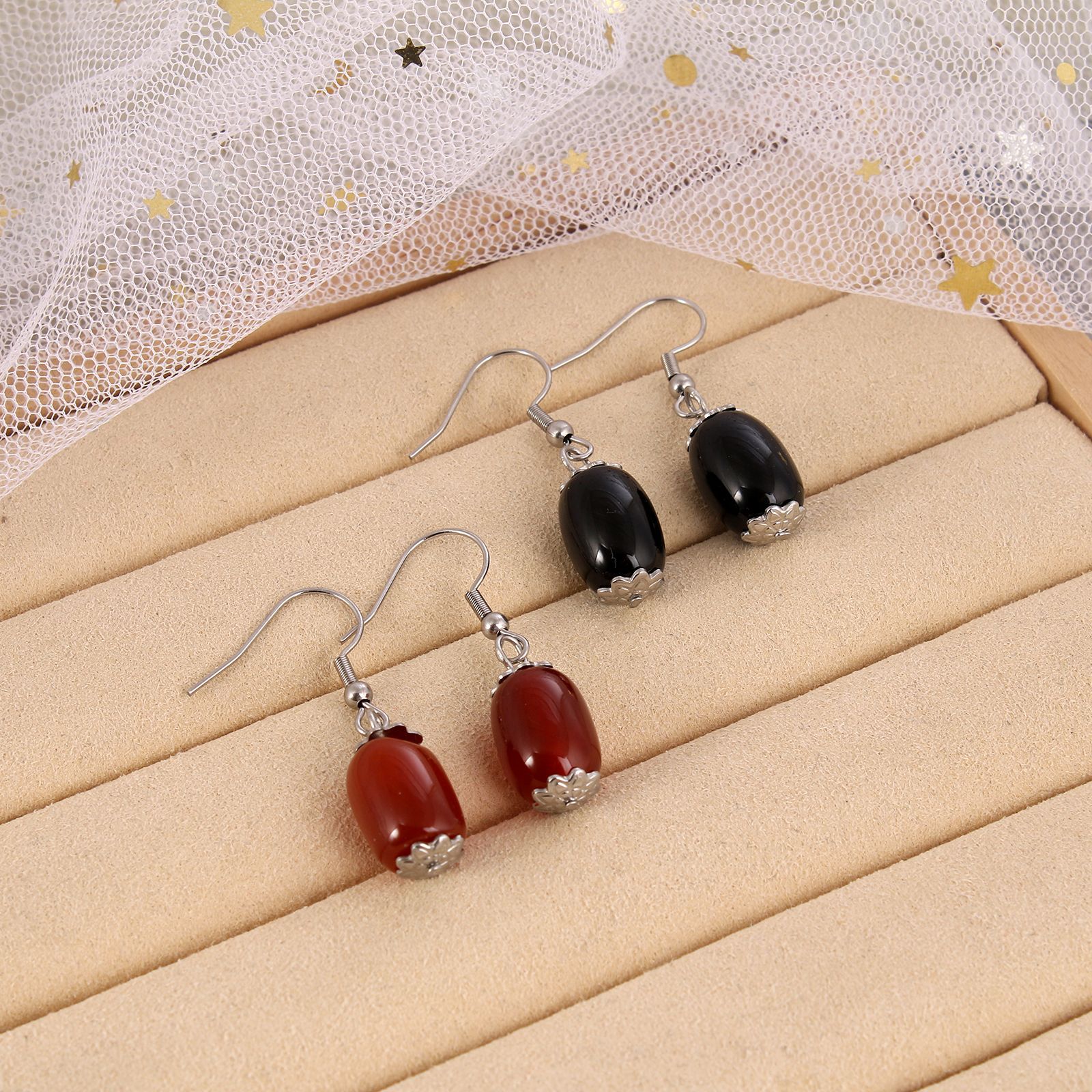 Simple Style Geometric Agate Plating Drop Earrings 1 Pair