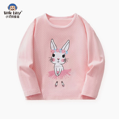 秋の新 2025 子供の Tシャツ長袖ラウンドネックカジュアル女の子トップスかわいい漫画服底シャツ