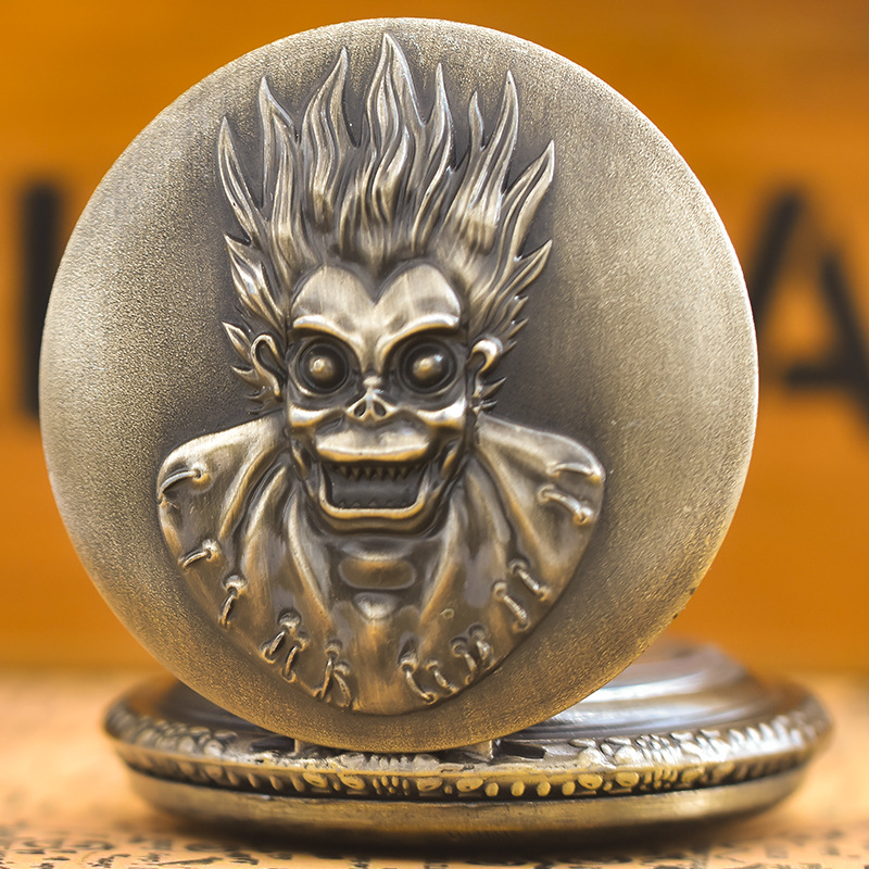 Large Retro Wolf Head Totem Pocket Watch Stereo Wolf Head Embossed Necklace Watch Animation Peripheral Digital Quartz Watch