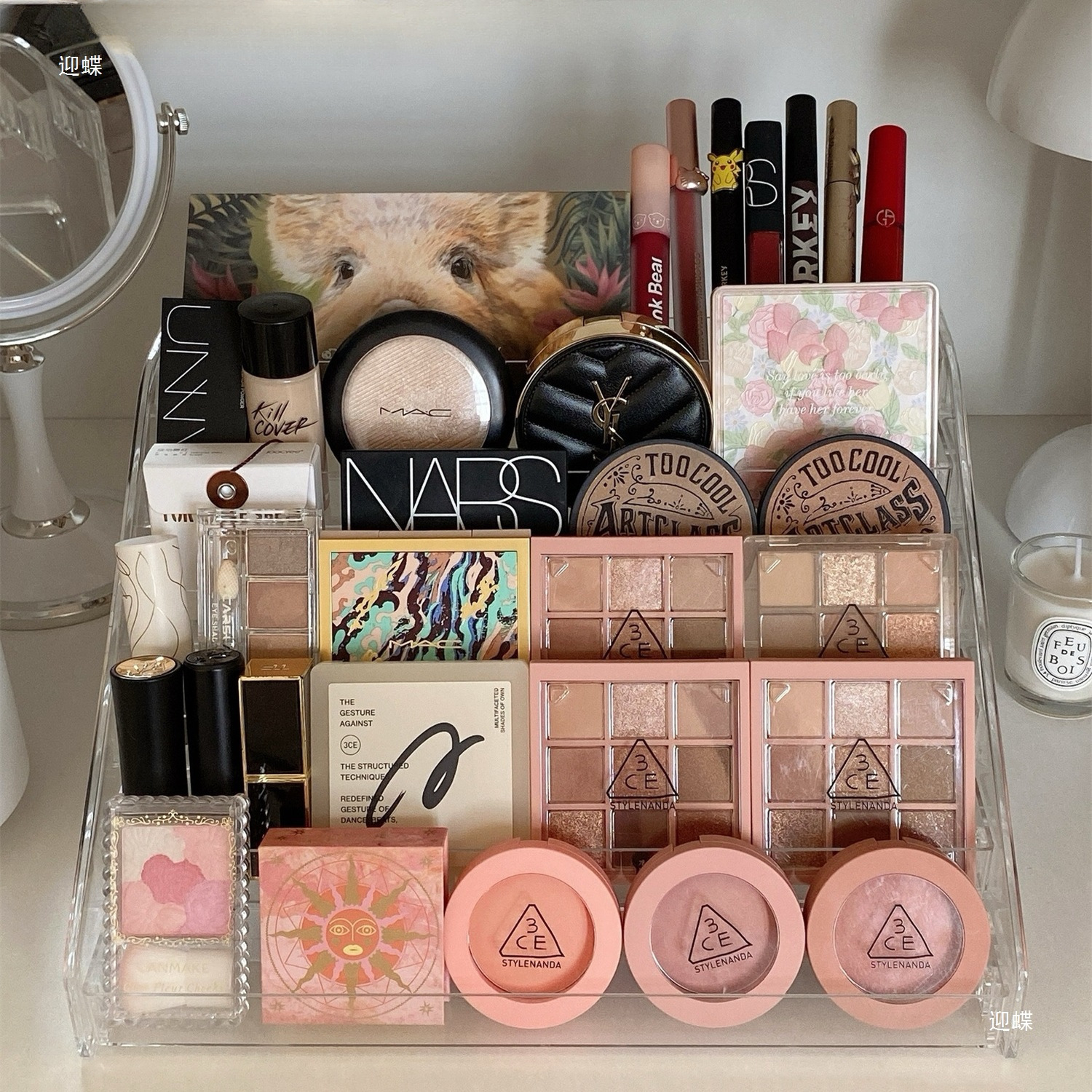 Cosmetic table storage box, lipstick, face blush, eyeshadow palette, makeup primer, dressing table, acrylic stand