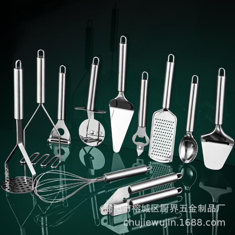 430ステンレス钢ピザカットキッチンガジェット台所用品チーズシャベルアイスクリームスプーン泡立て器台所用品セット|undefined
