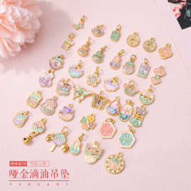 古法金滴油葫芦如意平安喜乐吊坠新中式合金手链福字配件小滴溜