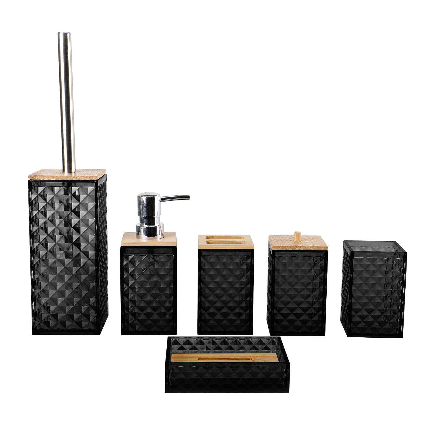 5002-6 Cubierta de bambú Set de seis piezas - Negro