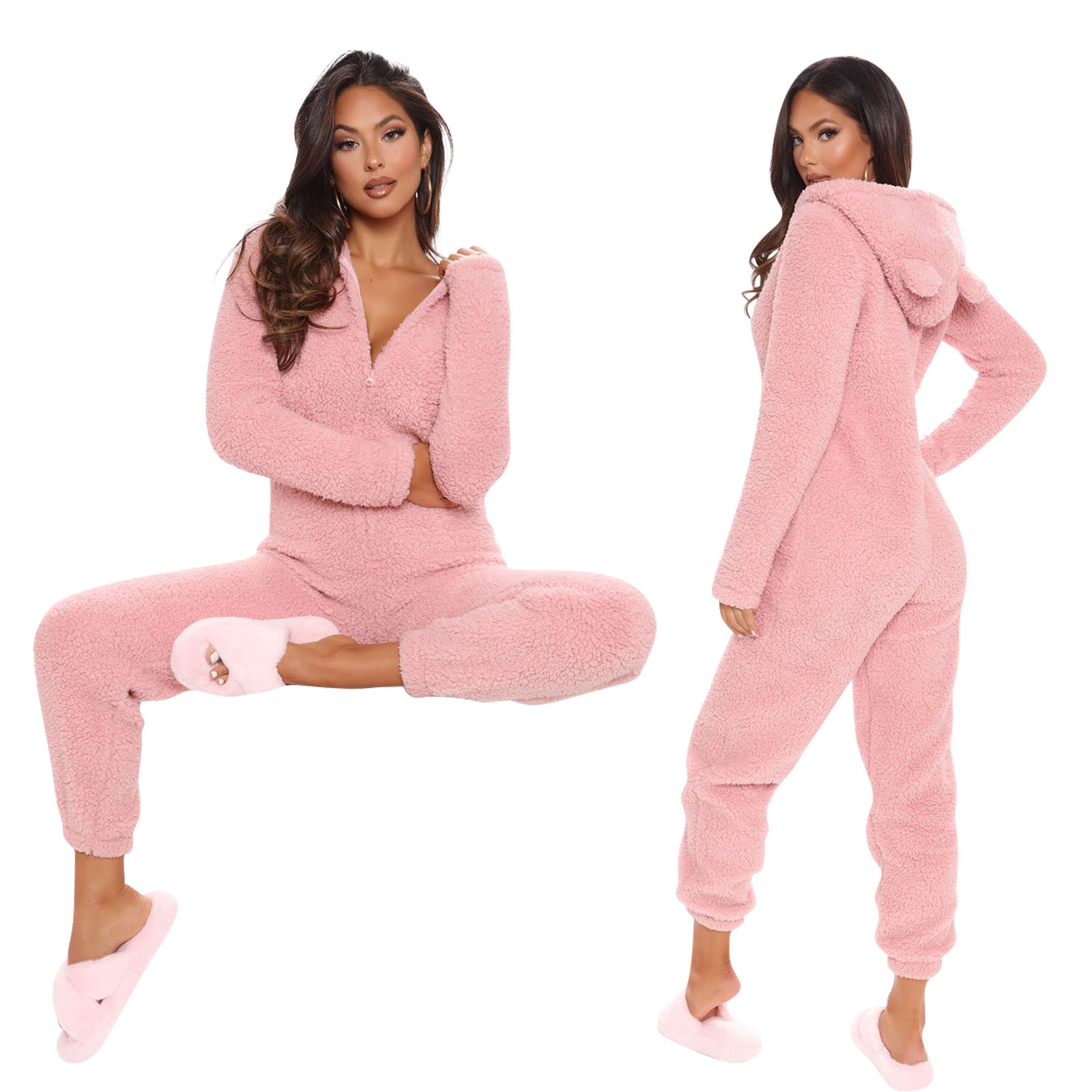 Y88021 Mono informal con capucha de manga larga para otoño e invierno, pijama de felpa, mono lindo
