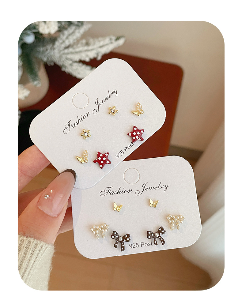 Holiday, Banquet, Selfie Occasion 1 Set Casual Elegant Sweet Heart Shape Bow Knot Enamel Alloy Ear Studs