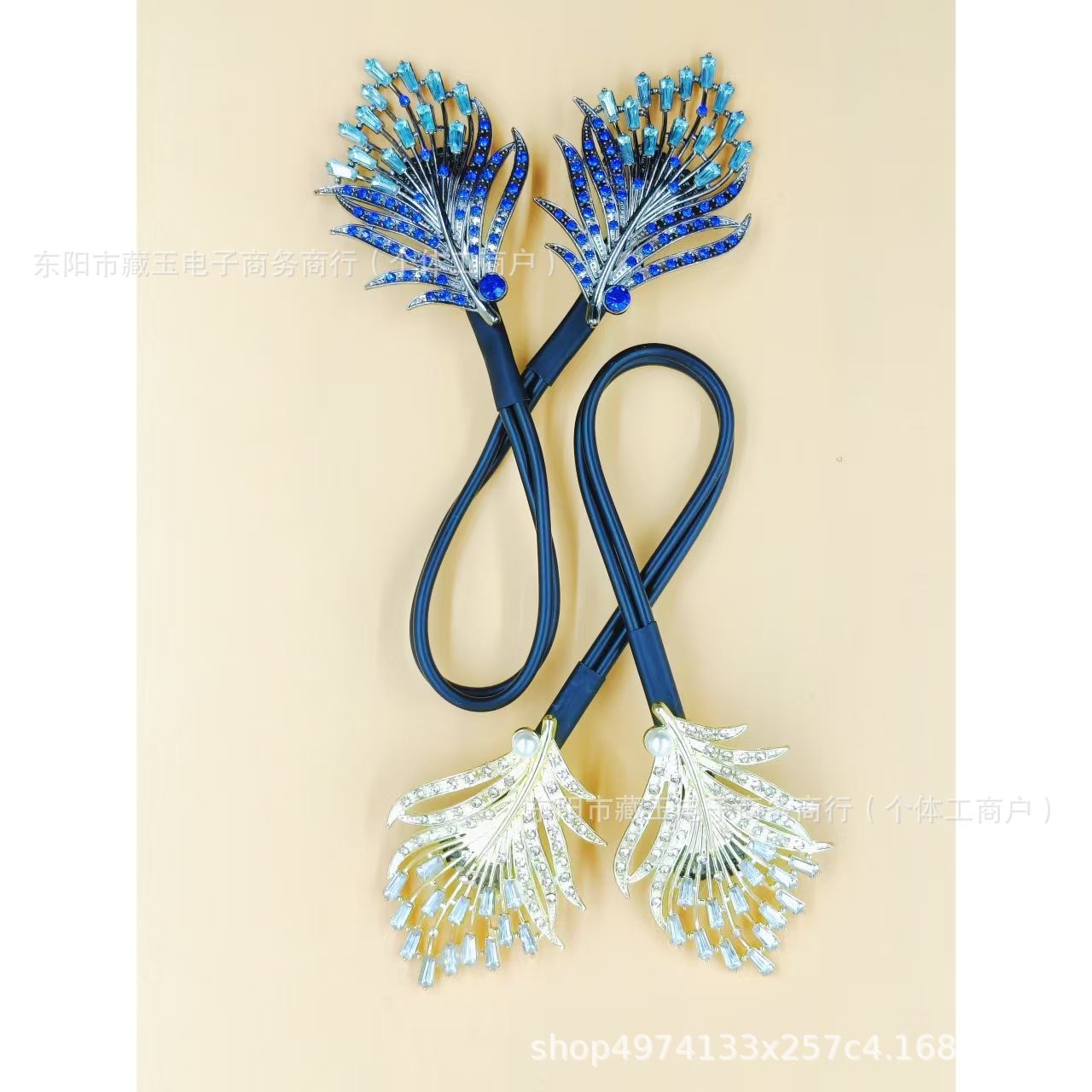 高级感水钻羽毛扭扭夹懒人盘发神器盘发杆丸子头固定发卡头饰