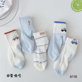爱嘀嗒儿童袜子夏季新款网眼透气船袜纯色黑白灰短筒棉袜厂家批发
