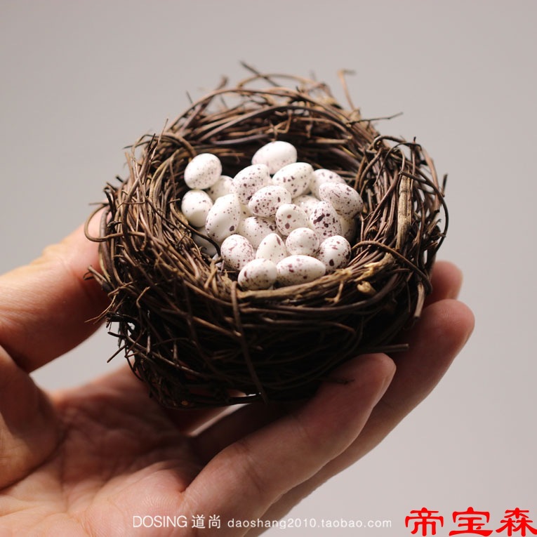 The bird's nest simulation Model Decoration Toys Nest Mini version trumpet Eggs egg Scene decoration channel