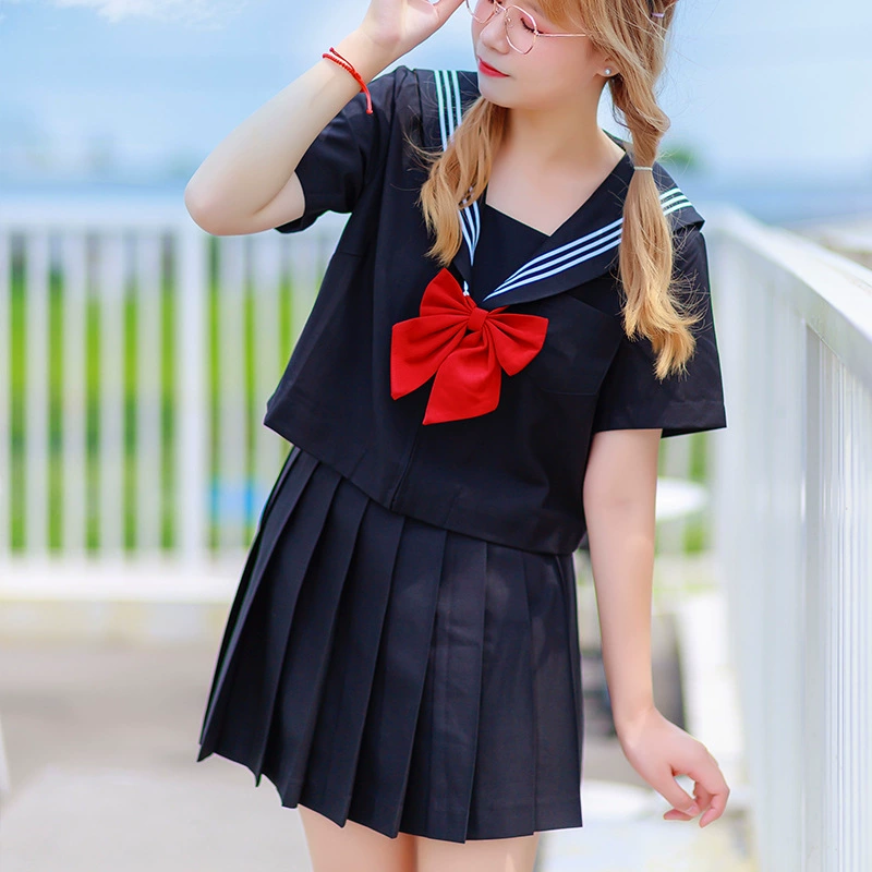 Ортодоксальная юбка-Униформа JK, женская Средняя одежда, черный, белый, костюм в трех базовых студенческих стилях, осенне-зимний матросский костюм