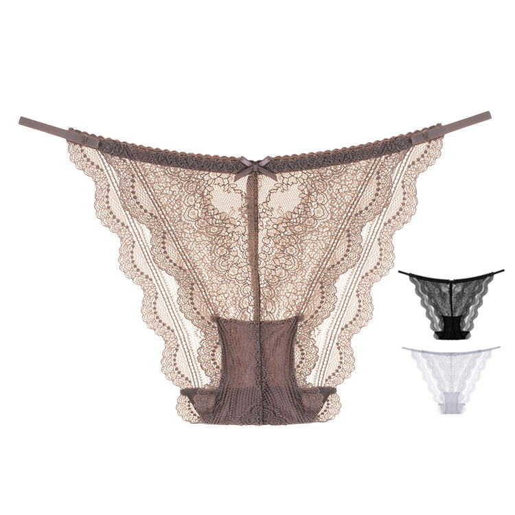 1041V Sexy Thin Strap Full Lace Thin Briefs Breathable and Comfortable Women's Underwear Large Backless Matching Underwear