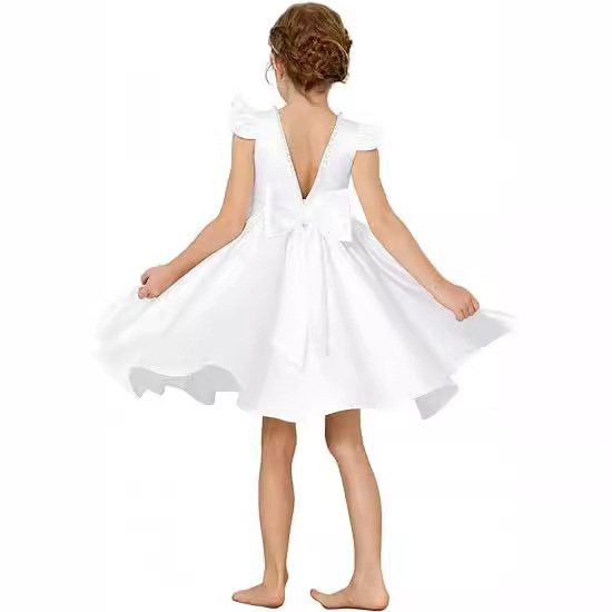 Elegantes Mädchenchorkleid – Satin-Kurzarmkleid für Klavierkonzerte und Geburtstagsfeiern (80-160 cm, 6 Farben)_voghion.com