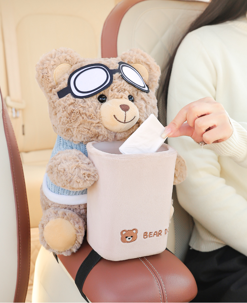 Car Tissue Box Trash Can Two-in-One Creative Car Armrest Box Paper Box Cute Internet Celebrant Car Interior Supplies