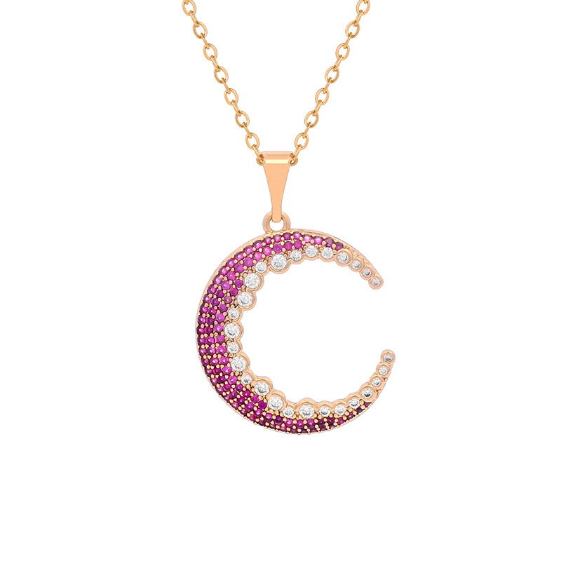 Collar con Colgante de Media Luna con Cierre de Semilla de Melón, Chapado en Oro de 18k con Incrustaciones de Circonio, de Xuping Fashion Alloy, Accesorio Único para Mujer.