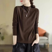 德绒打底衫女秋冬季2025新款洋气加绒加厚百搭显瘦半高领内搭长袖