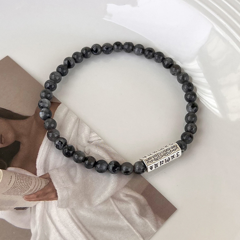 Nuevo estilo chino de 6MM piedra natural pulsera de cuentas mujeres ins nicho de lujo ligero cuerdas de madera elásticas pulsera joyería TEMU