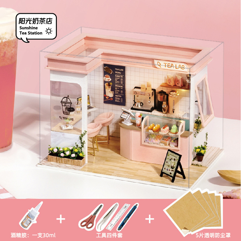 新しいスタイルの DIY 組み立てキャビンモデルミニチュアケーキショップミルクティーショップデザートショップ手作り組み立てギフト|undefined