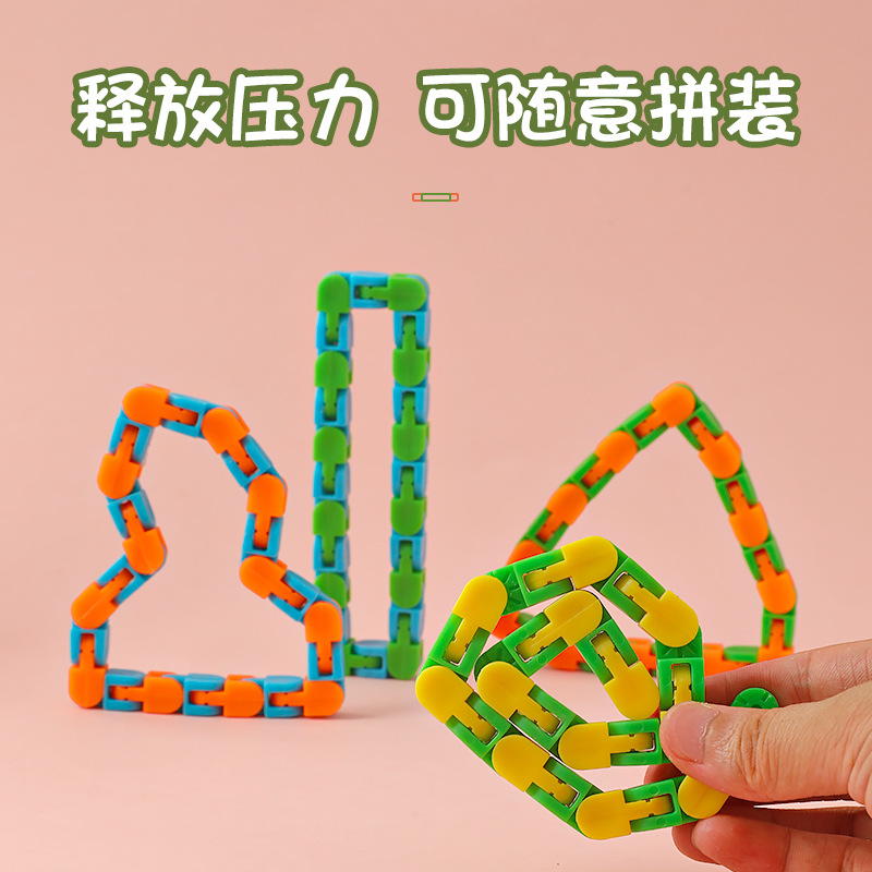 Pulsera de fluido mágico transfronterizo cambiable cadena de bicicleta de descompresión plegable de 24 secciones pista de cadena de juguete al por mayor