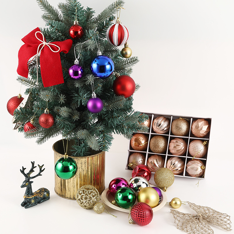 Bola de Navidad traje redondo barril caja cuadrada pintada 3cm4cm6cm decoración navideña bola colgante de Navidad bola decoración Navidad