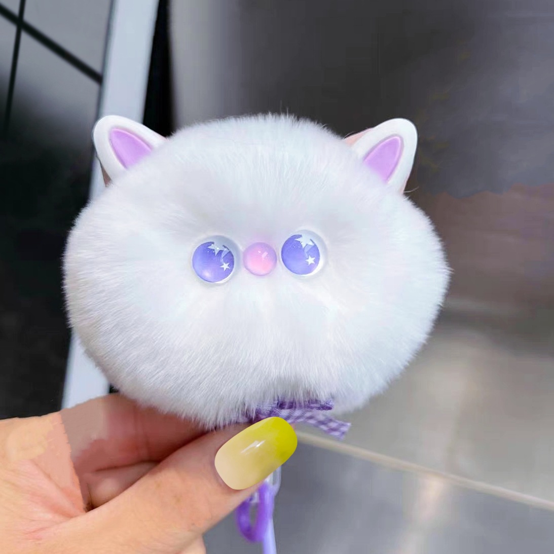 Real Rex conejo piel gatito coche llavero colgante ins lindo muñeca de La felpa bolso mochila adornos Mujer