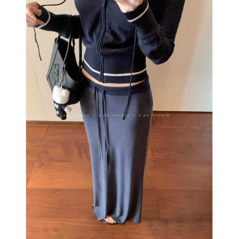 Maternity Skirt for Spring and Summer, Lazy Style with Contrasting Waistband, 2026 New Model, Casual Floor-Length Over-The-Knee Skirt for Outerwear