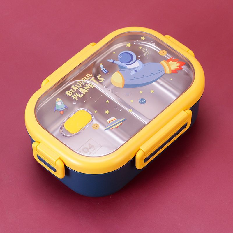 Caja de almuerzo de dibujos animados con tazón de sopa 304 compartimiento de acero inoxidable caja de almuerzo grado alimenticio empleado de oficina estudiante caja de almuerzo portátil
