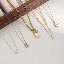 小众时尚配饰锆石多层叠搭项链女2025年原创新款锁骨颈链钛钢饰品