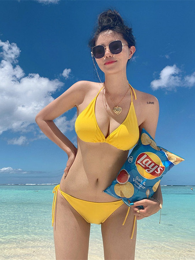 Korean Style Ins Hot Girl Swimsuit Women's Sexy Bikini Low Waist Three-Point Cross-Border Wholesale Beach Holiday Swimwear
