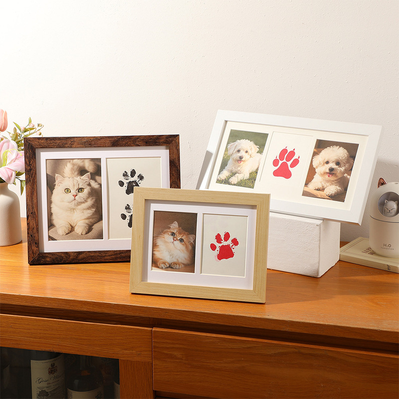 Manufacturer wholesale pet paw print photo frame stand for cats and dogs, no-wash, ink-free paw print pad DIY commemorative set Manufacturer wholesale pet paw print photo frame stand for cats and dogs, no-wash, ink-free paw print pad DIY commemorative set