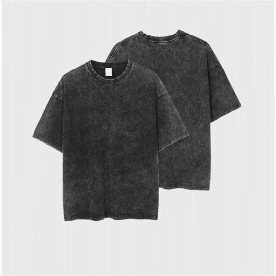 [Washing Special T-shirt] 100% Cotton Back Wrap American Vintage Washed Old Short Sleeve T-shirt Sand Wash Fried Flowers