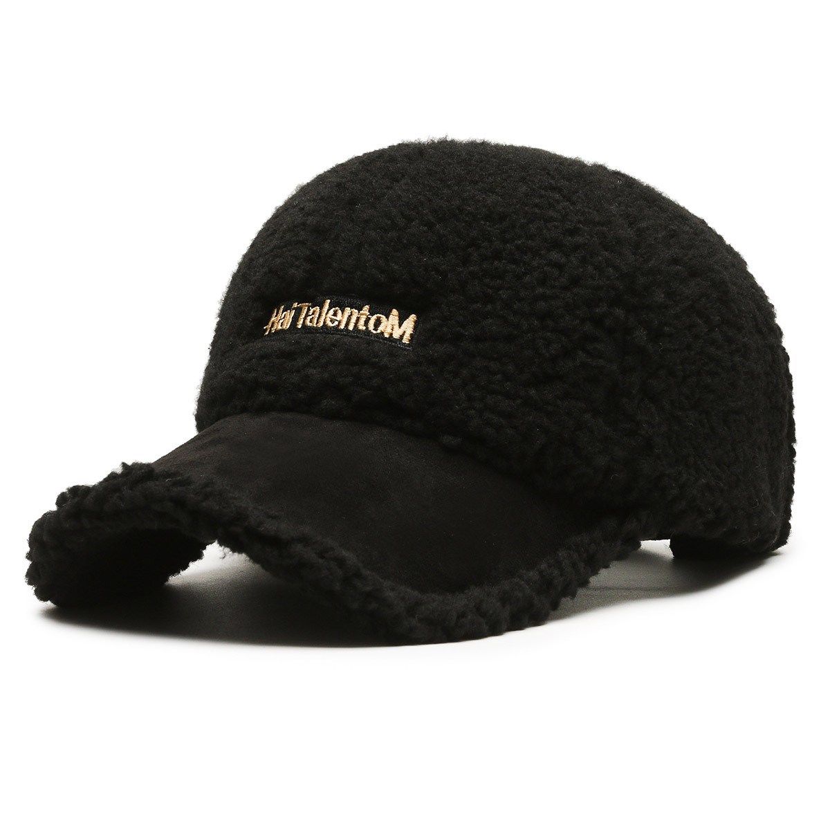 Otoño e Invierno moda todo fósforo color a juego de felpa caliente casquillo enarbolado celebridad de Internet mismo estilo coreano lana de cordero gorra de béisbol para las mujeres