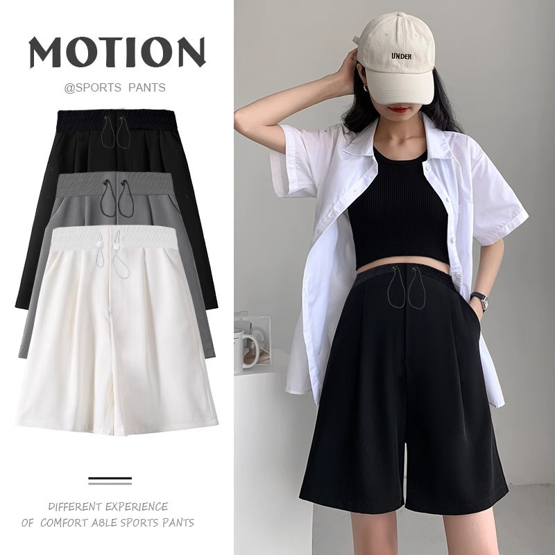 Pregnant women's shorts that can be worn after giving birth in summer wear new drawstring adjustable wide leg pants loose suit shorts