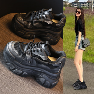 SJN7996-3 Height Increased Thick Sole Retro Style Torre Shoes Women's 2024 Autumn New Sports Casual Shoes