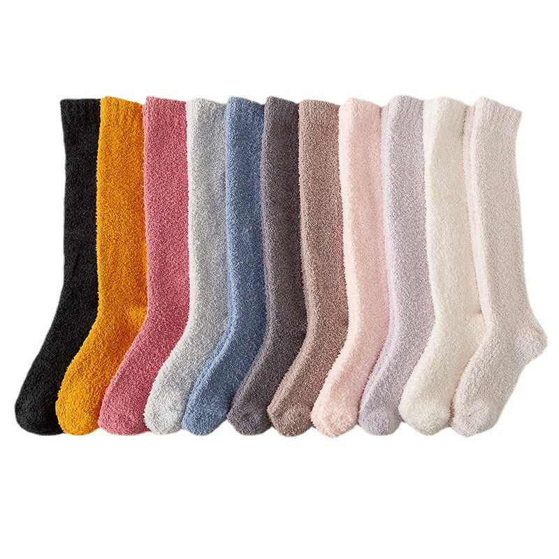 Breathable coral velvet keep warm knee socks