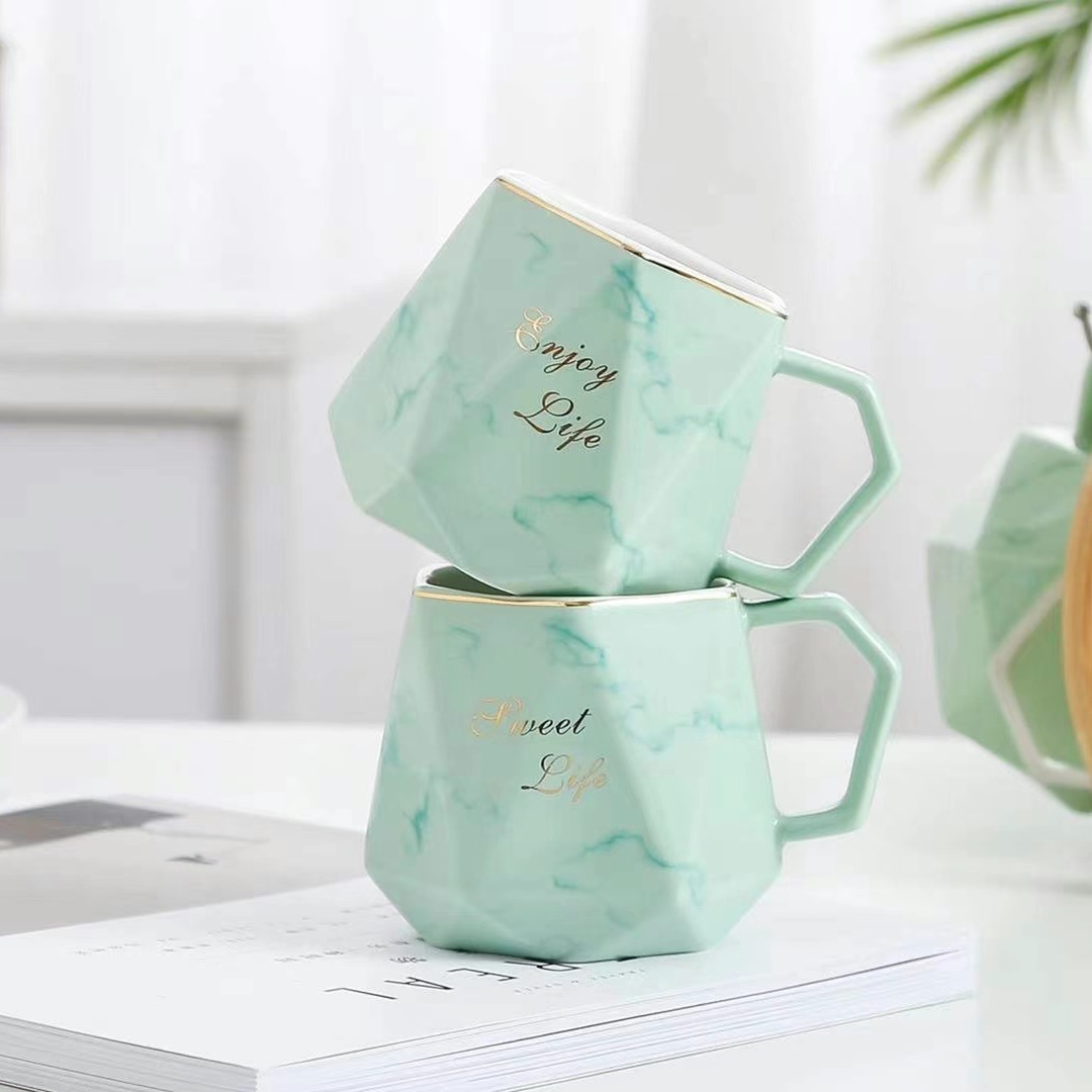 Estilo nórdico creativo conjunto de agua fría traje de cerámica taza con soporte Oficina flor tetera taza de agua marbling