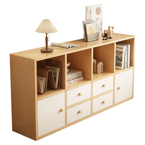 Bookcase storage rack living room floor-standing low cabinet home storage combination storage cabinet study pastoral style sub-cabinet bookshelf